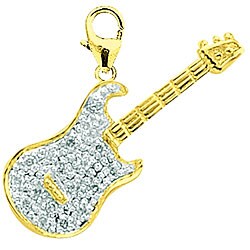 14k Yellow Gold 1/10ct TDW Diamond Guitar Charm