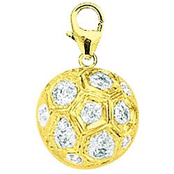 14k Gold 1/10ct TDW Diamond Soccer Ball Charm