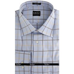 O.H.H.A. Men's Blue/ Tapue Check Dress Shirt