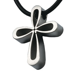 Stainless Steel Modern Curved Cross Necklace