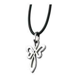 Stainless Steel Double Heart Cross Necklace