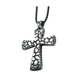 Stainless Steel Textured Cross Necklace