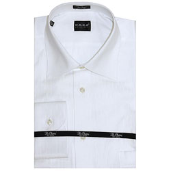 O.H.H.A. Men's White Narrow Stripe Dress Shirt