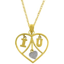 14k Gold I Love U Heart Necklace