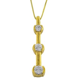 14k Yellow Gold 3-stone CZ Pendant with Box Chain