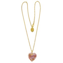 PINK HEART PENDANT WITH GOLDPLATED CHAIN