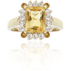 18k Yellow Gold over Silver Golden Citrine Ring