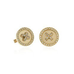 18k Gold over Silver CZ Large Cuff Links