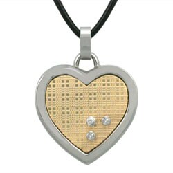 Diamante di Uomo Steel and 18k Gold Heart Necklace