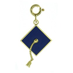 14k Yellow Gold and Enamel Graduation Cap Charm