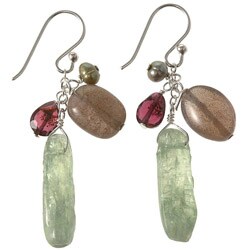 Sterling Silver Gemstone and FW Pearl Earrings (4 mm)
