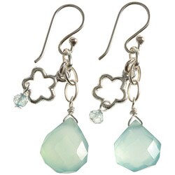 Sterling Silver Aquamarine and Chalcedony Earrings