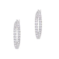Sterling Silver 25 mm Inside and Out CZ Hoop Earrings