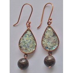 Copper Teardrop Roman Glass Earring (Israel)