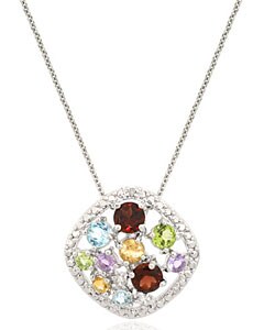 Sterling Silver Multi-gemstone Necklace