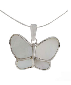 Sterling Silver and Mother of Pearl Butterfly Necklace