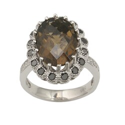 14k Gold Smokey Quartz and 3/5ct TDW Diamond Ring