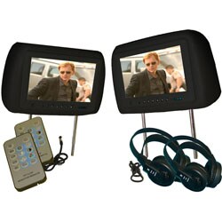 Black 9-inch Headrest DVD Player