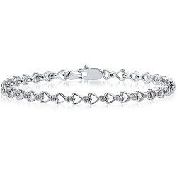 10k White Gold Diamond Heart Link Bracelet (I-J, I1-I2)