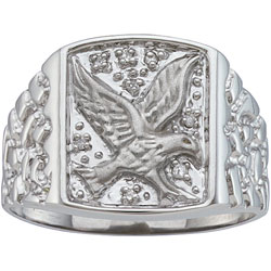 Stainless Steel and Diamond Men's Eagle Ring