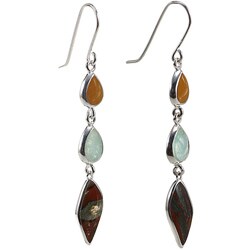 Sterling Silver Amazonite, Mookarite and Jasper Earrings