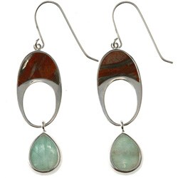 Sterling Silver Amazonite and Jasper Dangle Earrings
