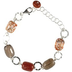 Sterling Silver Agate and Smokey Quartz Bracelet