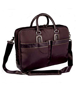 Perry Ellis Computer Brief with Brown Leather Trim