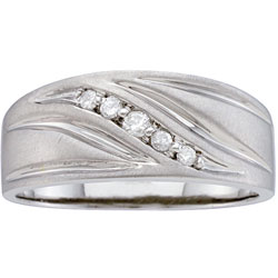 Stainless Steel Men's 1/10ct TDW Diamond Band (H-I, I2-3)