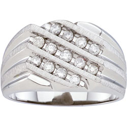 Stainless Steel Men's 1/2ct TDW Diamond Ring (H-I, I2-3)