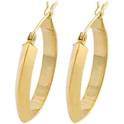 14k Yellow Gold Oblong Hoop Earrings