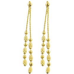 14k Yellow Gold Ball and Chain Dangle Earrings