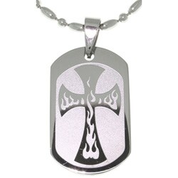 Stainless Steel Flaming Cross Necklace