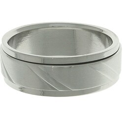 Stainless Steel Diamond-cut Spinner Ring