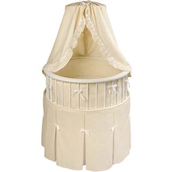 White Elegance Round Bassinet with Ecru Waffle Bedding
