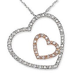 14k Gold 1/5ct TDW Diamond Double Heart Necklace