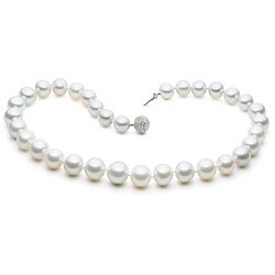 14k Gold South Sea Pearl and 1/3ct TDW Diamond Necklace (8-12mm)