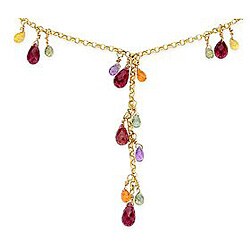 14k Gold Tourmaline and Multicolor Sapphire Necklace