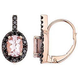 14k Gold Morganite and 3/8ct TDW Black Diamond Earrings