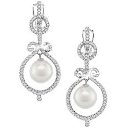 18k Gold South Sea Pearl and 1 1/3ct TDW Diamond Earrings (11-12mm)