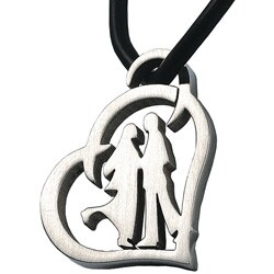 Stainless Steel Heart Couple Pendant Necklace