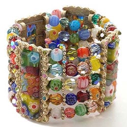 Sweet Romance Tango Millefiori Glass Cuff Bracelet