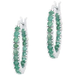 Sterling Silver Inside-out Emerald Hoop Earrings
