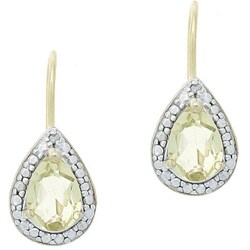 18k Gold/ Silver Diamond-accented  Lime Quartz Earrings