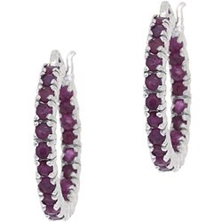 Sterling Silver Inside-out Ruby Hoop Earrings