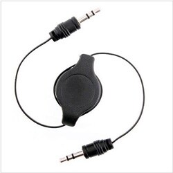 Retractable 3.5 mm Black Audio Extension Cable