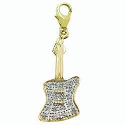 14k Yellow Gold Diamond Guitar Charm