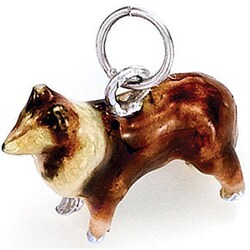 Sterling Silver Enamel Collie Charm
