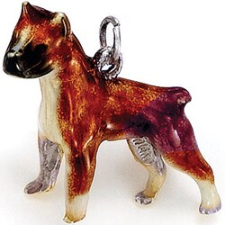 Sterling Silver Enamel Boxer Dog Charm