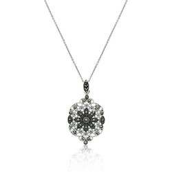 Sterling Silver Marcasite Filigree Medallion Necklace